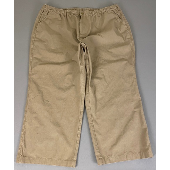 Haband Casual Joe Pull on Pants Men's 48 Short Waist Khaki Tan Elastic Waistband - Picture 1 of 16